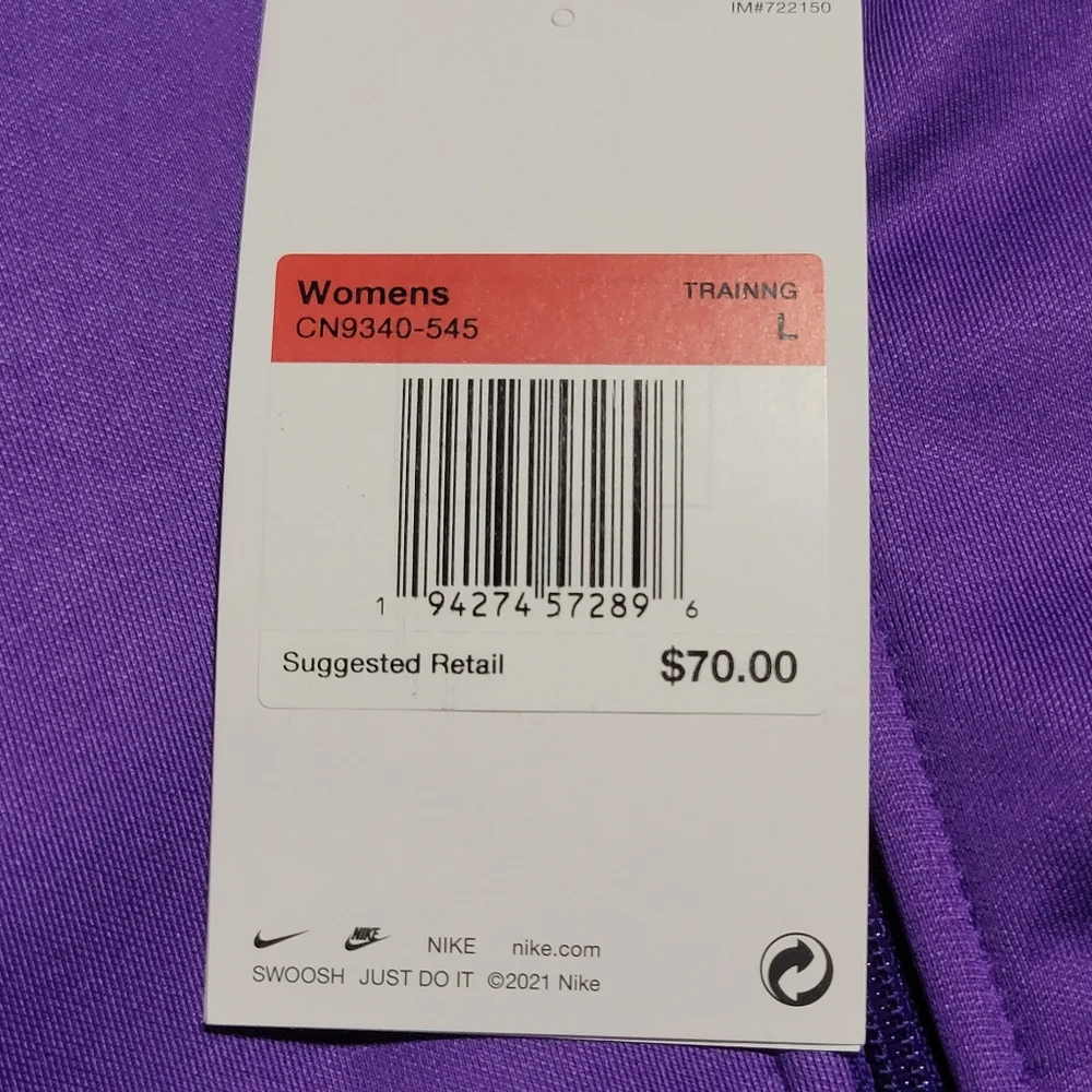 Nike Thermal Full Zip Purple Jacket Women's Size Large
